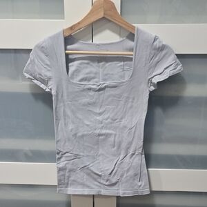 Free People Light Blue Sleeve Tee